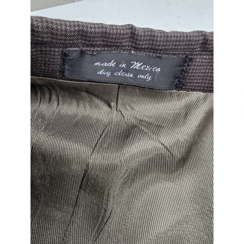 Andrew Fezza Blazer Mens 46L Brown Worsted Wool Houndstooth 3 Button Sports Coat